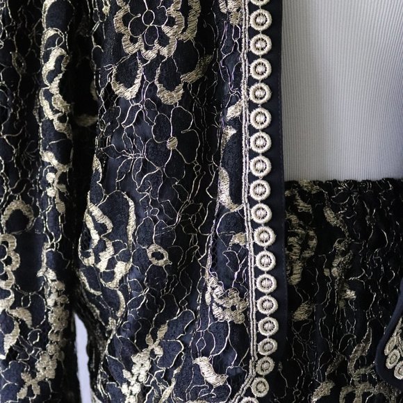 Diane Freis Gold and Black and Gold Lace Vintage Skirt Suit - Picture 5 of 9